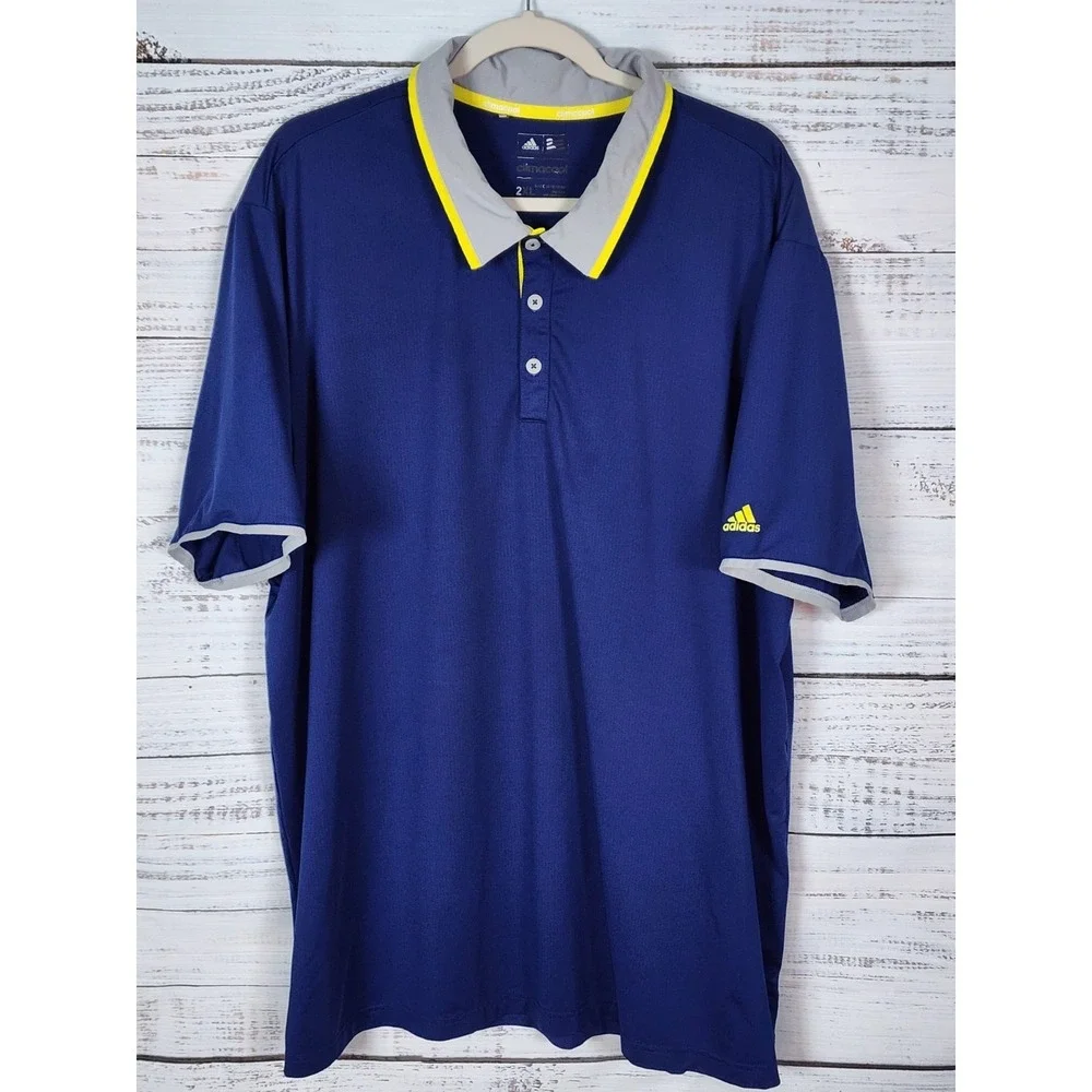 Adidas Polo Golf Shirt Men's Sz 2XL Climacool Navy Blue SL Dri Fit Active Gear
